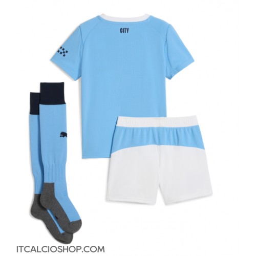 Manchester City Prima Maglia Bambino 2025-26 Manica Corta (+ Pantaloni corti)
